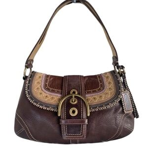 Vintage COACH 10479 Soho Shoulder Bag Whipstitch Leather Suede Y2k Rare